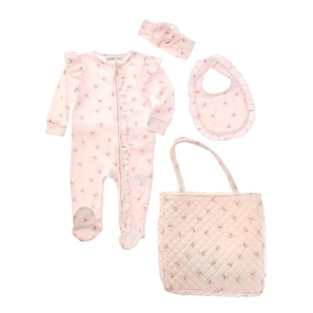 Shabby Chic  4Pc Footie Set, Pink